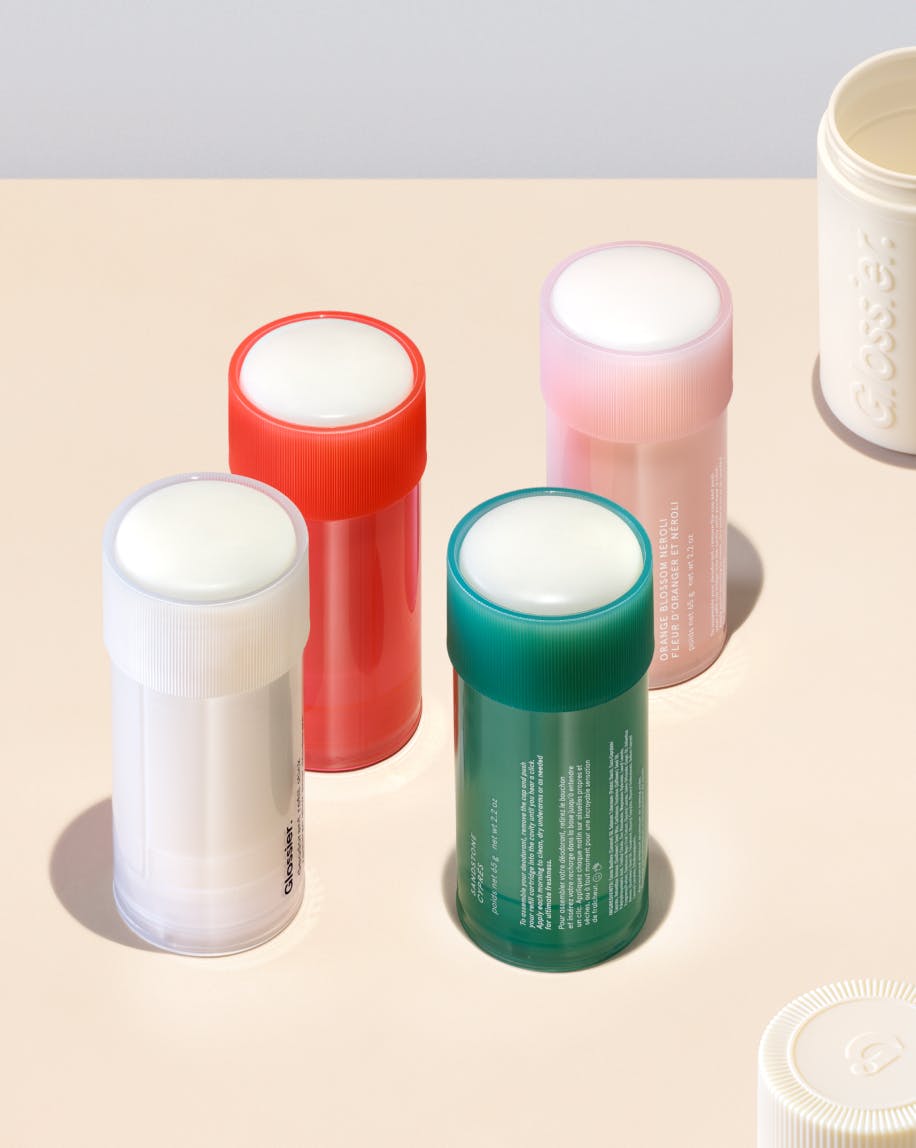 Available in three unique scents‚ Sandstone (new!), Glossier You, and Orange Blossom Neroli‚ or Unscented.